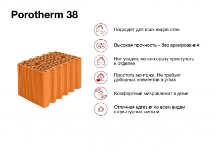 38 блок Porotherm 38 (Производство Куркачи)