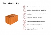Камень керамический крупноформатный Porotherm 25 (60 шт.)